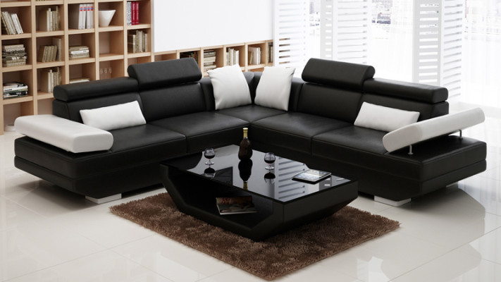 Sofá de cuero Sofá Couch Paisaje de vida Esquinero Set de sofás Diseño Sofá moderno K5009B