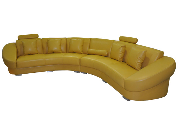 Sofá de esquina redondo sofá acolchado XXL Big Sofá redondo modular en forma de U amarillo Nuevo