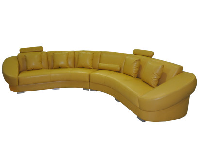 Sofá de esquina redondo sofá acolchado XXL Big Sofá redondo modular en forma de U amarillo Nuevo