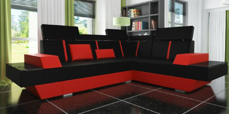 Sofá de cuero diseño conjunto de sala de estar Sofá de tapicería Esquina Sofá de esquina Sofá de cuero