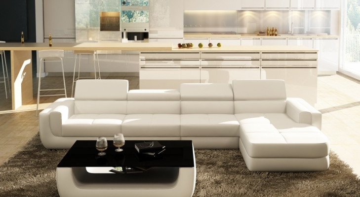 Sofá de esquina de cuero conjunto de salón en forma de L Sofá Sofá Acolchado Asiento Esquina Tettau Rojo
