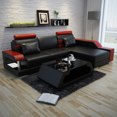 Sofá de cuero sofá salón sofá de esquina conjunto de esquinas diseño sofá moderno L6016E