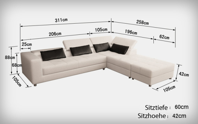 Sofá de cuero sofá conjunto de asentamiento de esquina de sofá de diseño moderno F3018.