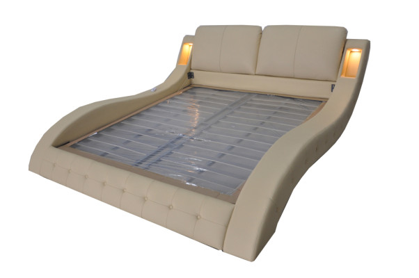 Diseño de lujo cama tapizada matrimonial hotel moderno camas de cuero 140/160/180/200 LB8824