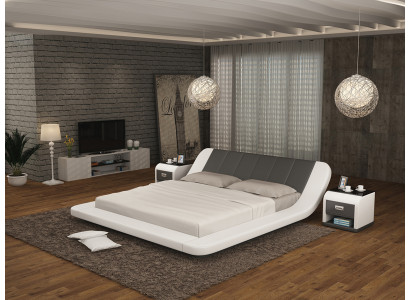 Diseño de cama de cuero, camas tapizadas de lujo modernas dobles conyugales de 140/160/180 cm.
