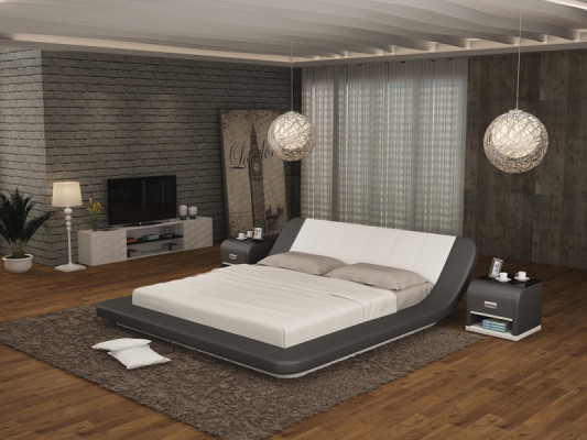 Diseño de cama de cuero, camas tapizadas de lujo modernas dobles conyugales de 140/160/180 cm.