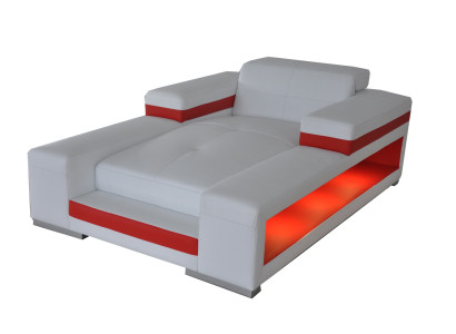 Moderna cama de cuero de confort con sillón reclinable reclinable, chaise longue con USB.
