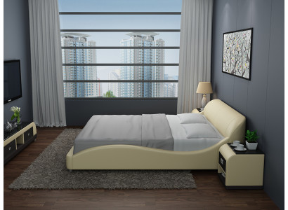 Diseño de cama de lujo de cuero, cama tapizada doble moderna de matrimonio de 140/160/180 cm.