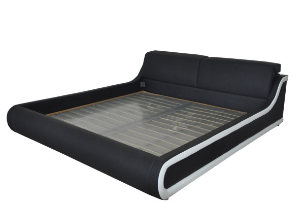 Doble cama de cuero de diseño de lujo, camas de hotel tapizadas multifuncionales modernas.