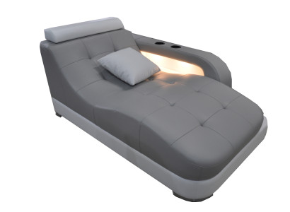 Sofá otomano de cuero de diseñador + Chaiselongues USB Sofa Auténtico de cuero Relax Chaise