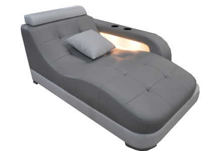 Sofá otomano de cuero de diseñador + Chaiselongues USB Sofa Auténtico de cuero Relax Chaise