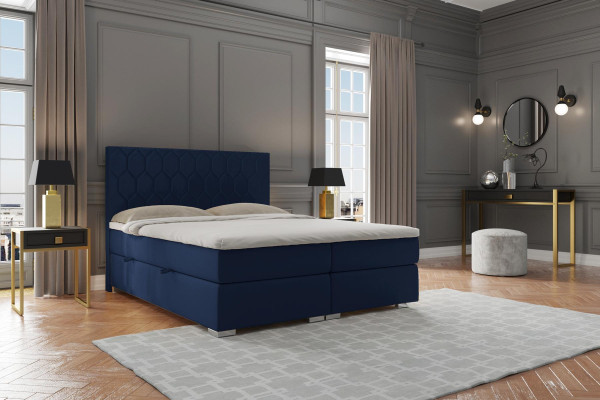 Cama boxspring de diseño de hotel de lujo de terciopelo con función de caja de almacenamiento doble.