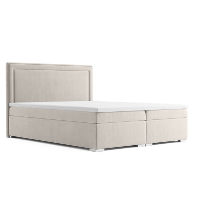 Cama boxspring doble de hotel de lujo con función de caja de almacenamiento acolchada de 180x200 cm.