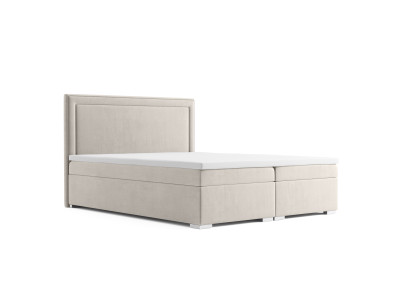 Cama boxspring doble de hotel de lujo con función de caja de almacenamiento acolchada de 180x200 cm.