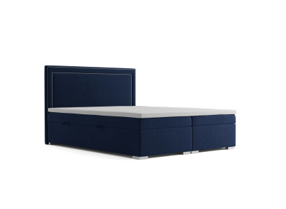 Cama doble de hotel con diseño de caja de lujo boxspring azul nuevo