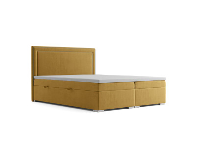 Cama de diseño Boxspring Hotel Cama doble Lujo Caja de cama tapizada Función Amarilla.