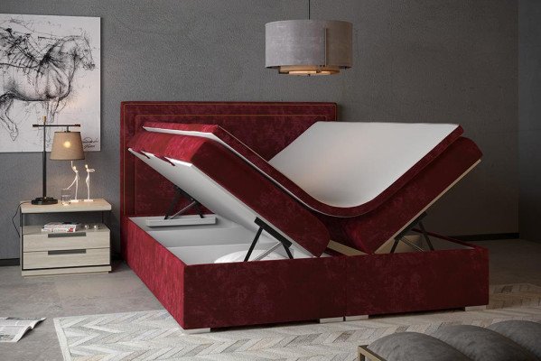 Cama de diseño Boxspring Hotel Cama doble Lujo Caja de cama tapizada Función Amarilla.