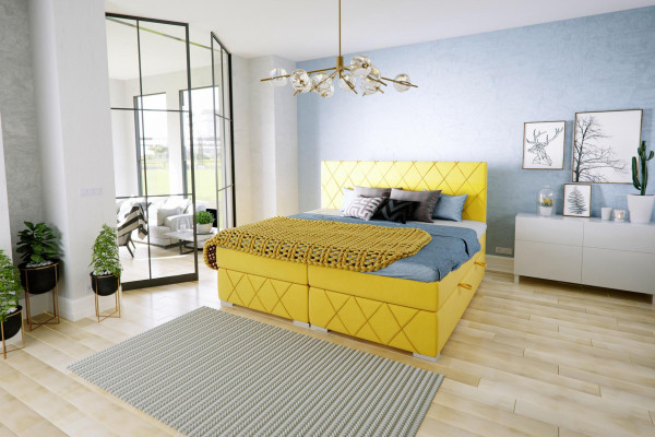 Juego de dormitorio completo cama doble colchón somier topper camas función caja