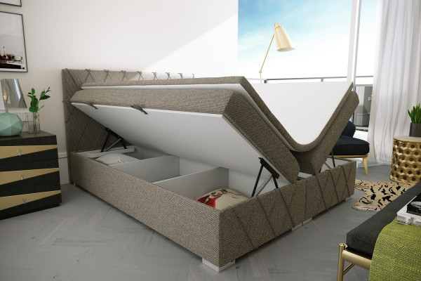 Juego completo de cama boxspring con colchón doble, topper y funciones de camas de hotel.
