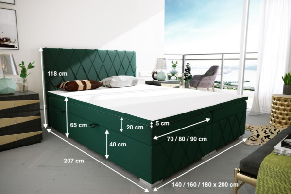 Cama doble conjunto completo colchón somier cubrecolchón camas función caja verde