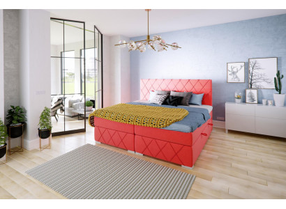 Excelente cama doble moderna tipo box-spring para dormitorio.