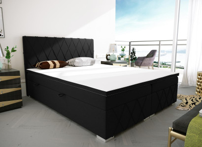 Cama Boxspring de lujo doble para hotel con función de caja de almacenamiento tapizada de 180x200 cm.