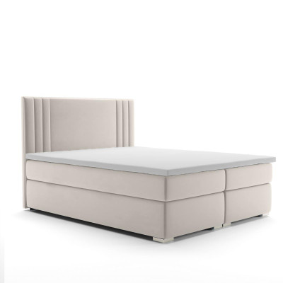 Cama box spring Hotel Cama doble Camas de lujo Función de tapizado Caja de almacenamiento Beige