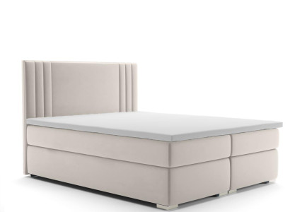 Cama box spring Hotel Cama doble Camas de lujo Función de tapizado Caja de almacenamiento Beige