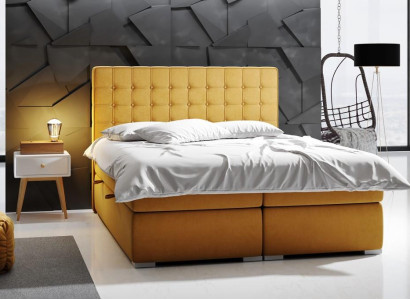 Cama Boxspring doble de hotel de 160x200 cm con función de caja de almacenamiento de lujo.