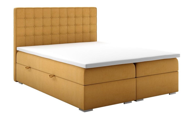 Cama Boxspring doble de hotel de 160x200 cm con función de caja de almacenamiento de lujo.