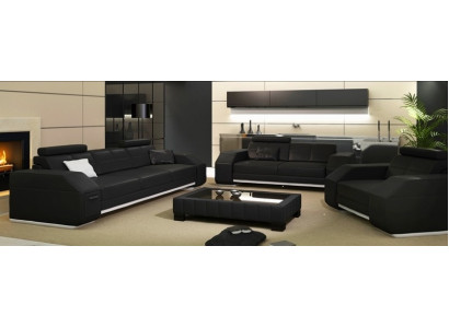 Sofá de cuero Conjunto de sofás 3+2+1 Sofá de cuero Asiento acolchado Diseño de conjunto JarksonS