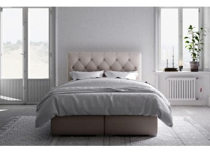 Cama box spring de hotel doble de cuero de lujo con función de caja de almacenamiento tapizada. Nueva.