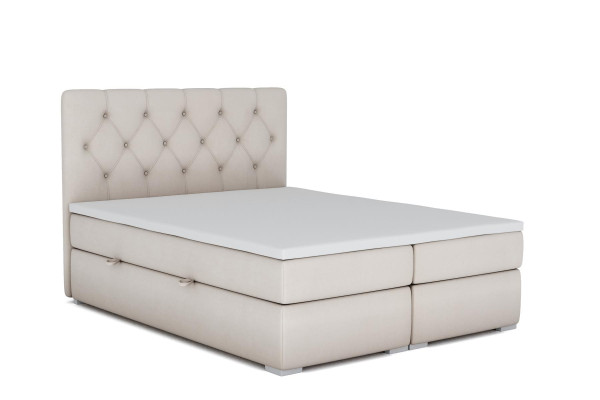 Cama box spring de hotel doble de cuero de lujo con función de caja de almacenamiento tapizada. Nueva.