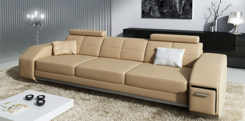 Sofá de cuero Conjunto de sofás 3+2+1 Sofá de cuero Asiento acolchado Diseño de conjunto JarksonS