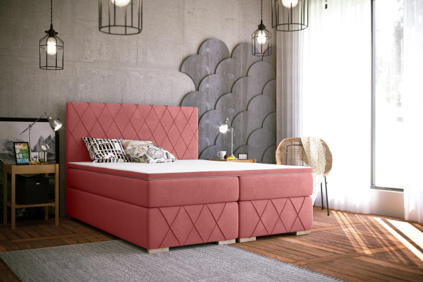 Conjunto completo de colchón y topper Cama de muelles con caja Cubierta rosa 180x200cm Camas Nuevas.
