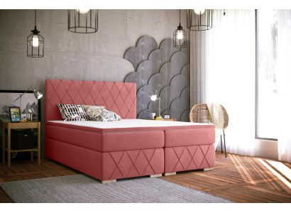 Conjunto completo de colchón y topper Cama de muelles con caja Cubierta rosa 180x200cm Camas Nuevas.