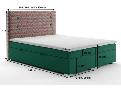 Cama doble del hotel con función de caja completa de topper colchón camas caja