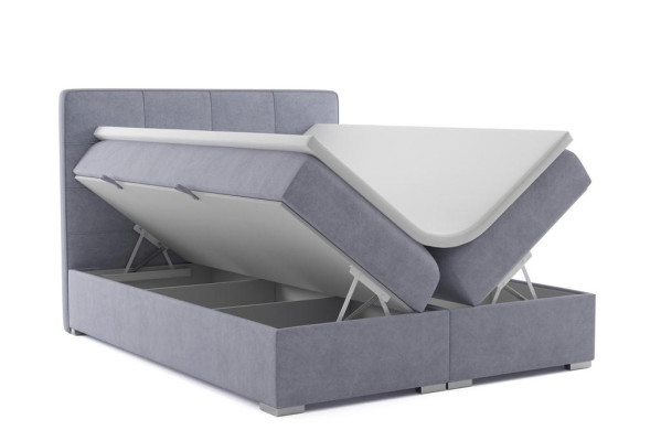Cama doble de hotel con caja de resortes de lujo, tela, cama tapizada con función de caja de almacenamiento nueva