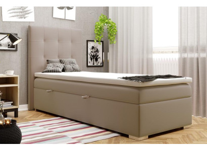 Cama box spring de lujo con función de almacenamiento de hotel tapizada, tamaño 90x200cm.