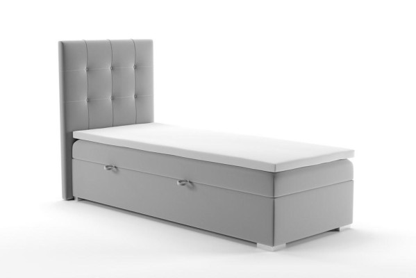 Cama de lujo con somier de resortes, cama de hotel, función de tapizado, cajón de almacenamiento 90x200cm gris nuevo.