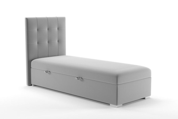 Cama de lujo con somier de resortes, cama de hotel, función de tapizado, cajón de almacenamiento 90x200cm gris nuevo.