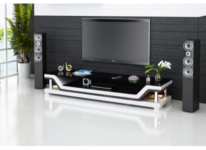 RTV Aparador de TV de cuero con mesa de vidrio Mesa de TV Gabinete Designer 3009