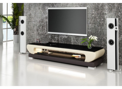 RTV Mueble de TV de cuero con compartimentos de vidrio Mesa Armario de televisión Mesa Diseñador 403