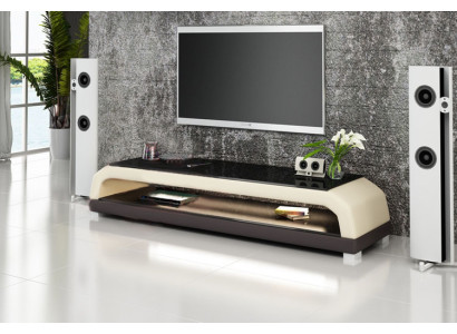 RTV Mueble de TV de cuero y vidrio, mesa de televisión Armario de TV Mesa de diseñador 6108