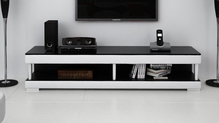 RTV Mueble de TV Cuero Mesa de Vidrio Armario de TV Mesa Lowboard Mo.C