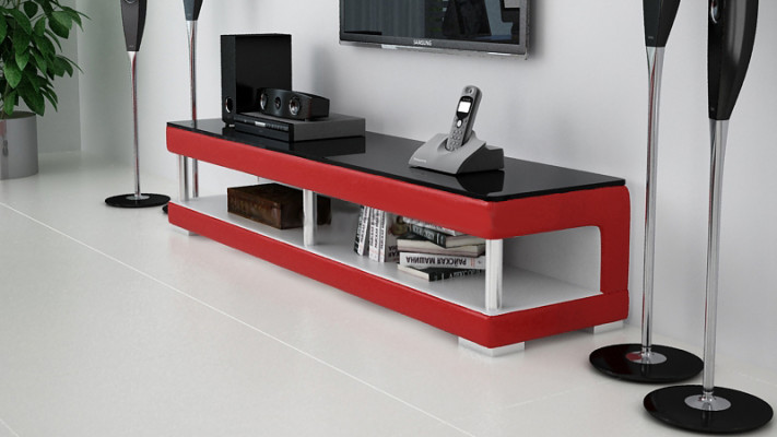 RTV Mueble de TV Cuero Mesa de Vidrio Armario de TV Mesa Lowboard Mo.C