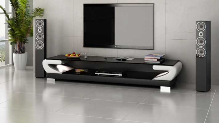 RTV Mueble de TV de cuero de vidrio Decoración Armario de televisión Mesa de diseñador