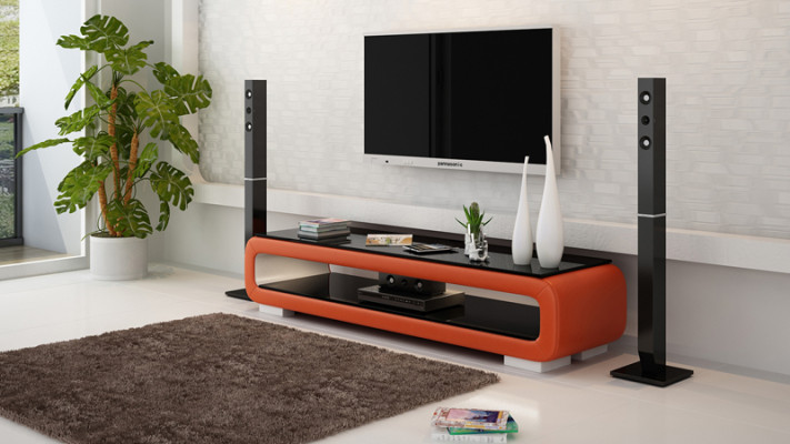 RTV Mueble para televisión con decoración de cuero y vidrio, mesa de centro, mesa para televisión, armario, diseñador.