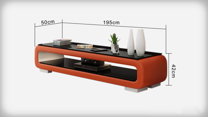 RTV Mueble para televisión con decoración de cuero y vidrio, mesa de centro, mesa para televisión, armario, diseñador.