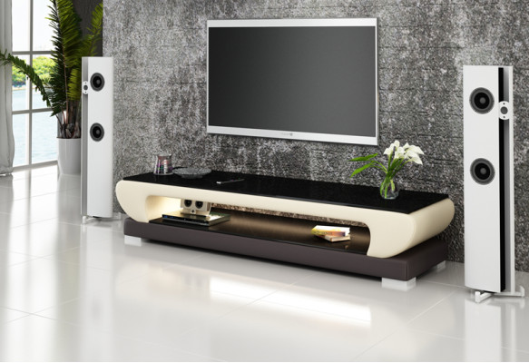 RTV Mueble de TV Cuero Mesa de diseño Mesa de vidrio Armario de televisión Nuevo Moderno